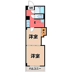 レジデンスカープ小山 2Kの間取図画像