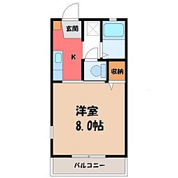 カーサ・オーチャード 1Kの間取図画像