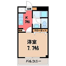 KURADO片柳 1Kの間取図画像