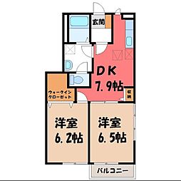 エランドールC 2DKの間取図画像