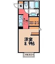 ミルアモールB 1Kの間取図画像