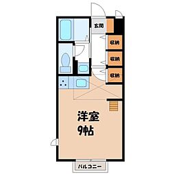 フラッツア小山 1Kの間取図画像