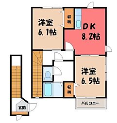 グランパズドリーム砺波 2DKの間取図画像