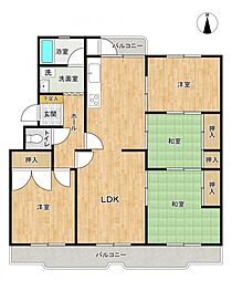 奈多団地24 4LDKの間取図画像