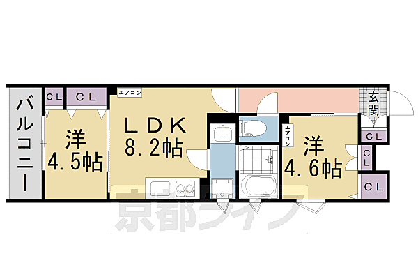大阪府枚方市春日元町(賃貸アパート2LDK・3階・43.45㎡)の写真 その2