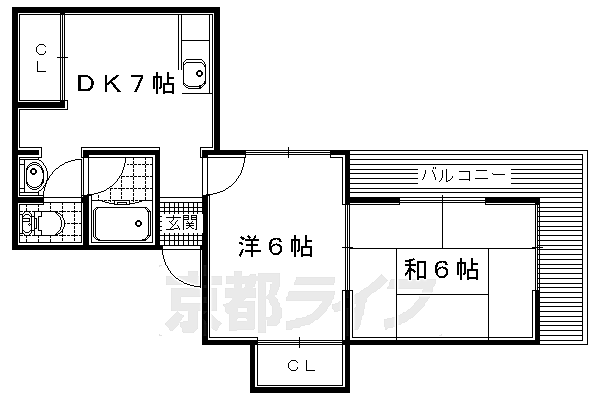 大阪府枚方市南楠葉(賃貸マンション2DK・3階・38.00㎡)の写真 その2