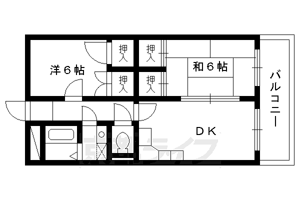 オレンジハウス 305｜京都府京都市伏見区向島吹田河原町(賃貸マンション2DK・3階・47.00㎡)の写真 その2