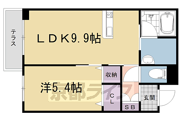 京都府城陽市富野(賃貸マンション1LDK・3階・40.15㎡)の写真 その2