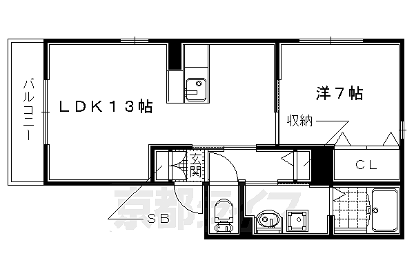 京都府城陽市枇杷庄(賃貸マンション1LDK・1階・46.75㎡)の写真 その2
