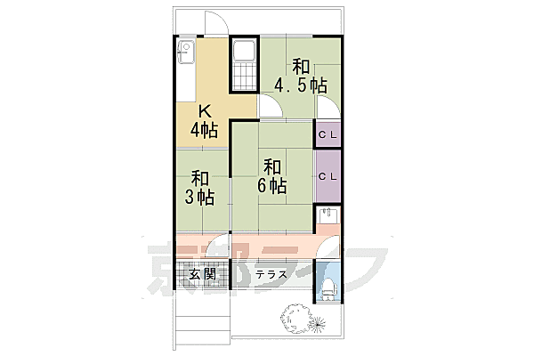 深草大門町貸家 xxxxxx｜京都府京都市伏見区深草大門町(賃貸テラスハウス3DK・--・41.52㎡)の写真 その2