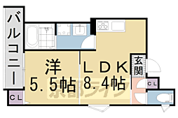 JR片町線(学研都市線) 長尾駅 徒歩10分の賃貸アパート 1階1LDKの間取り