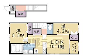 京都府久世郡久御山町佐古内屋敷（賃貸アパート1LDK・1階・42.15㎡） その2