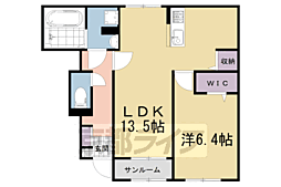 京阪本線 石清水八幡宮駅 3.5kmの賃貸アパート 1階1LDKの間取り