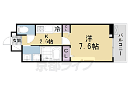 JR片町線(学研都市線) 京田辺駅 徒歩19分の賃貸アパート 3階1Kの間取り