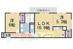 ルーセント伏見稲荷 3階2LDKの間取り