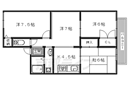近鉄京都線 興戸駅 徒歩10分の賃貸アパート 2階3LDKの間取り