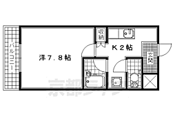 JR片町線(学研都市線) 大住駅 徒歩12分の賃貸マンション 3階1Kの間取り