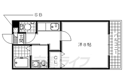 ゼフィルスコート 2階1Kの間取り