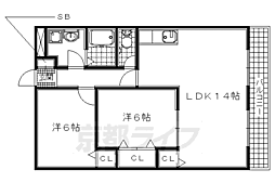 ベルミー大野 2LDKの間取図画像