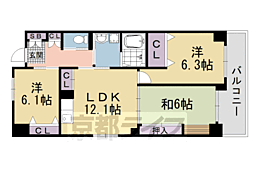 フレア五条 3LDKの間取図画像