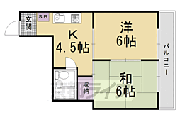プラザ篠 2DKの間取図画像