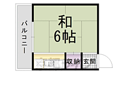 うずまさハイツ 1Kの間取図画像