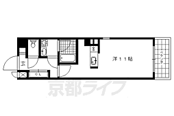 グランコスモ河原町 ワンルームの間取図画像