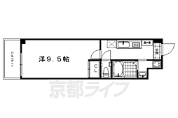 グランステージ京都四条 1Kの間取図画像