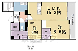グランドール伏見桃山 2LDKの間取図画像