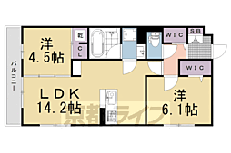 アレ・デ・フルール西向日駅前A棟 2LDKの間取図画像