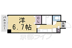 パインフィールド朱雀 1Kの間取図画像
