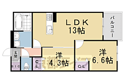 Plume葛野三条 2LDKの間取図画像