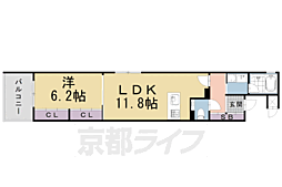 フォレスト油小路四条 1LDKの間取図画像