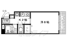 ドミール伊勢田 1Kの間取図画像