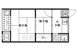 東英ハウス堂ノ川A棟 2Kの間取図画像