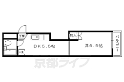 シャンボール今出川 1DKの間取図画像