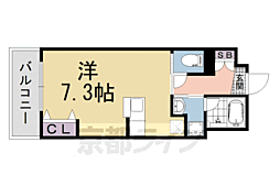 アベニューサイド五条 1Kの間取図画像