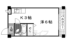 竹田マンション 1Kの間取図画像