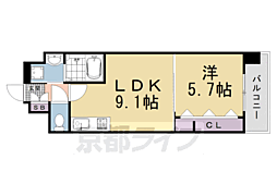 アテナリー右京 1LDKの間取図画像