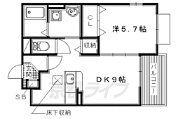 グランソレイユ楠葉3 1DKの間取図画像