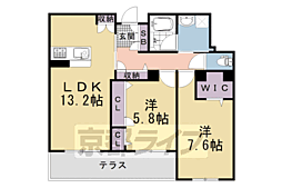 シャーメゾンガーデン太秦 2LDKの間取図画像