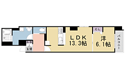 Calm小川通り 1LDKの間取図画像