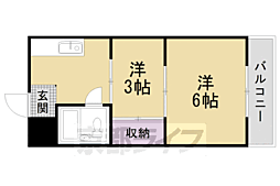 サンハイツ嵯峨野 2Kの間取図画像