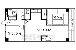 エクセル丹波橋 2LDKの間取図画像