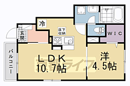 宇治市宇治下居アパート 1LDKの間取図画像