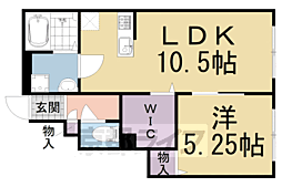 ベルリードヒラキ 1LDKの間取図画像