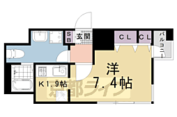 エヴァーステージ京都二条 1Kの間取図画像