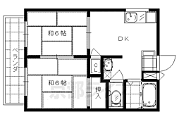 サキハイツB棟 2DKの間取図画像