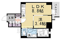 ジオエント四条大宮 1LDKの間取図画像