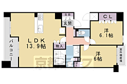グランレ・ジェイド京都河原町 2LDKの間取図画像